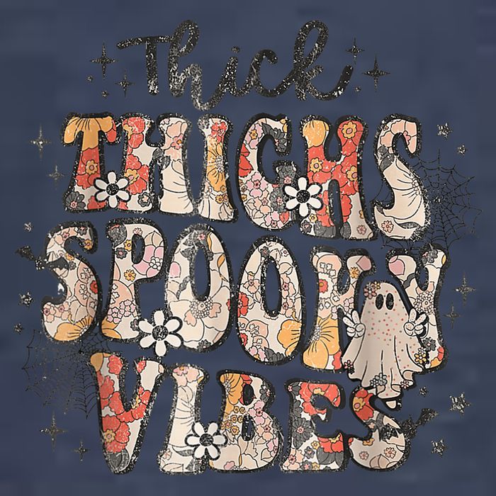 Retro Thick Thighs Spooky Vibes Halloween Floral Fall Vibes Tank Top