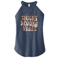 Retro Thick Thighs Spooky Vibes Halloween Floral Fall Vibes Women's Perfect Tri Rocker Tank