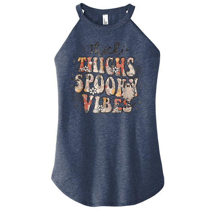 Retro Thick Thighs Spooky Vibes Halloween Floral Fall Vibes Women's Perfect Tri Rocker Tank
