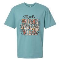 Retro Thick Thighs Spooky Vibes Halloween Floral Fall Vibes Sueded Cloud Jersey T-Shirt
