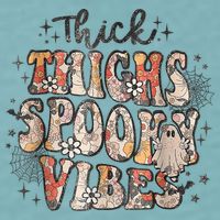 Retro Thick Thighs Spooky Vibes Halloween Floral Fall Vibes Sueded Cloud Jersey T-Shirt