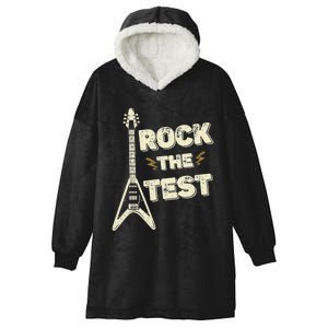 Rock The Test Guitar Testing Day Teacher Test Day Teacher Hooded Wearable Blanket