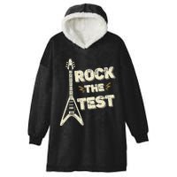 Rock The Test Guitar Testing Day Teacher Test Day Teacher Hooded Wearable Blanket