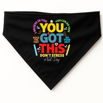 Rock The Test Don't Stress You Got This Teacher Testing Day  USA-Made Doggie Bandana