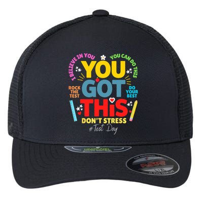 Rock The Test Don't Stress You Got This Teacher Testing Day  Flexfit Unipanel Trucker Cap