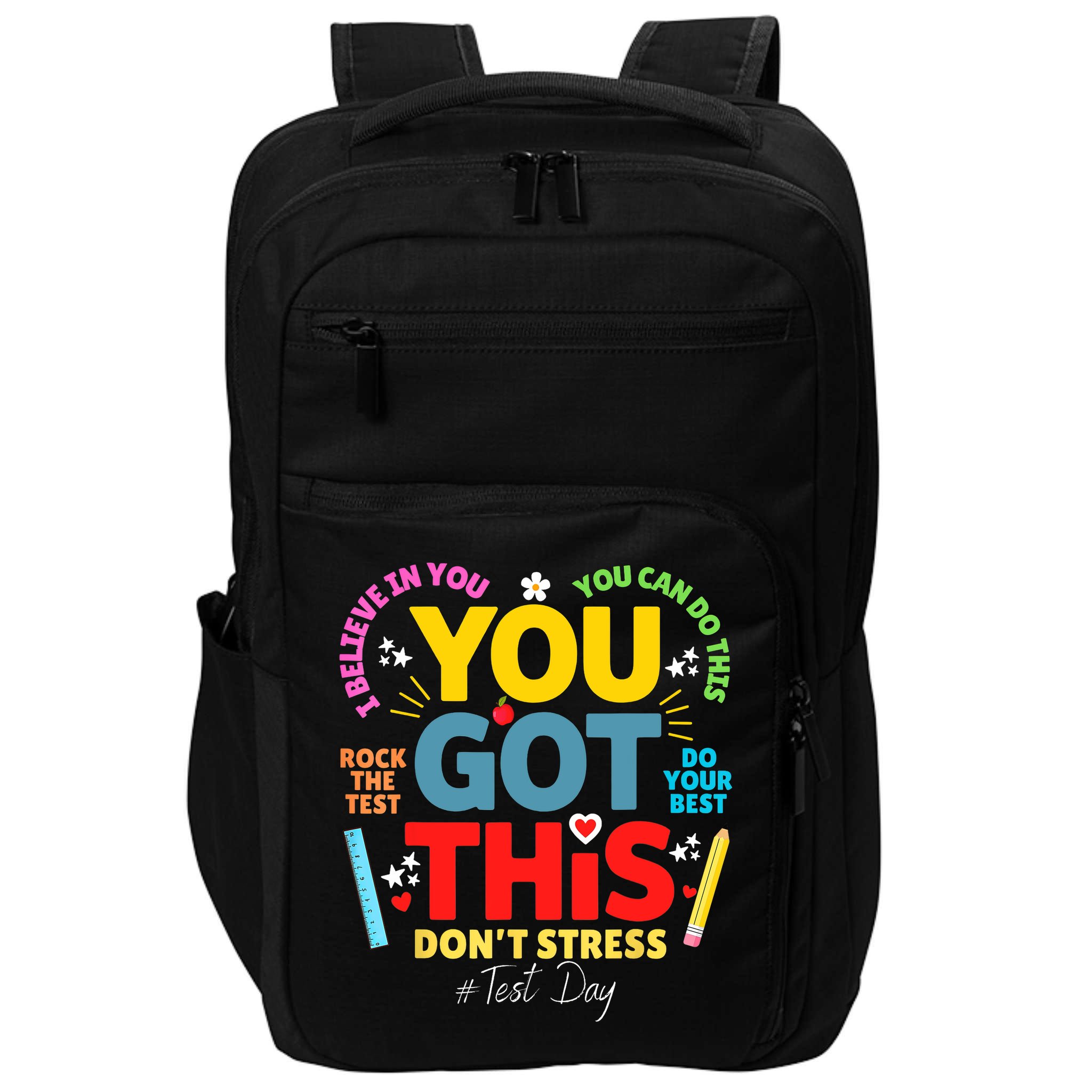 Rock The Test Don't Stress You Got This Teacher Testing Day  Impact Tech Backpack