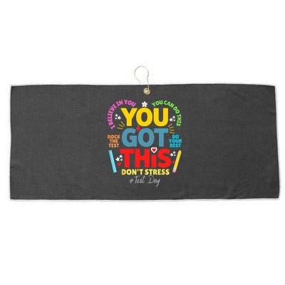 Rock The Test Don't Stress You Got This Teacher Testing Day  Large Microfiber Waffle Golf Towel
