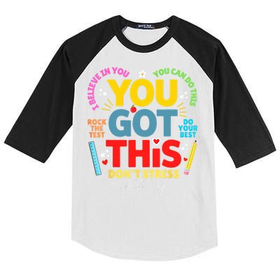Rock The Test Don't Stress You Got This Teacher Testing Day  Kids Colorblock Raglan Jersey