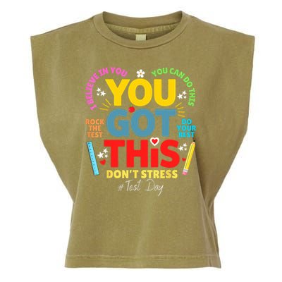 Rock The Test Don't Stress You Got This Teacher Testing Day  Garment-Dyed Women's Muscle Tee