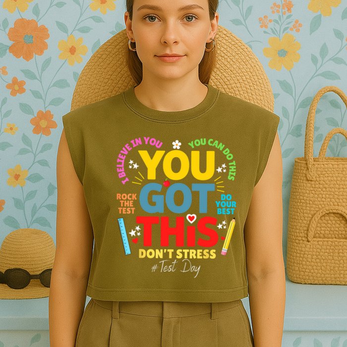 Rock The Test Don't Stress You Got This Teacher Testing Day  Garment-Dyed Women's Muscle Tee