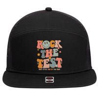 Rock The Test Dont Stress Just Do Your Best 7 Panel Mesh Trucker Snapback Hat