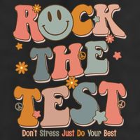 Rock The Test Dont Stress Just Do Your Best 7 Panel Mesh Trucker Snapback Hat