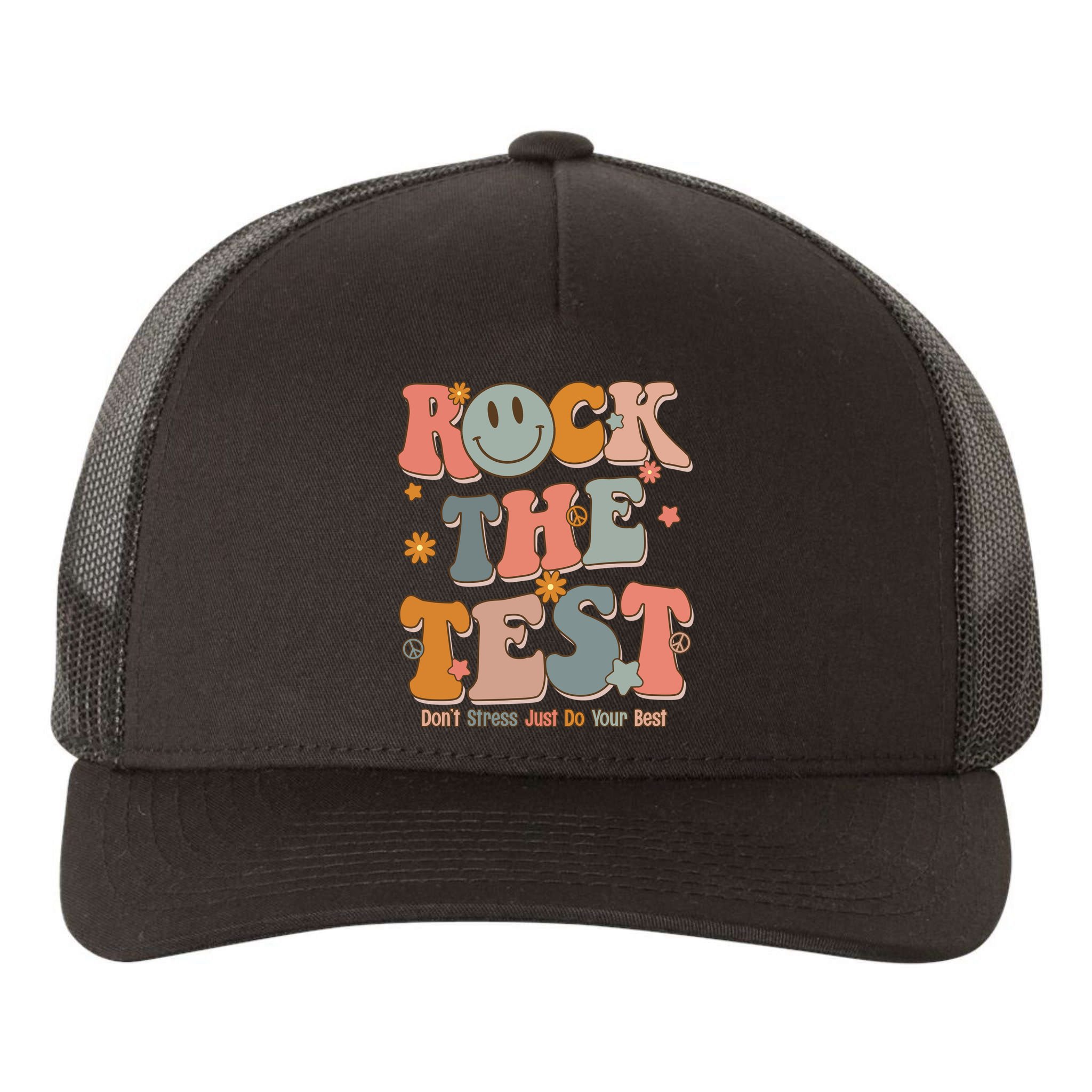 Rock The Test Dont Stress Just Do Your Best Yupoong Adult 5-Panel Trucker Hat