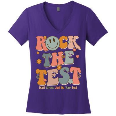 Rock The Test Dont Stress Just Do Your Best Women's V-Neck T-Shirt