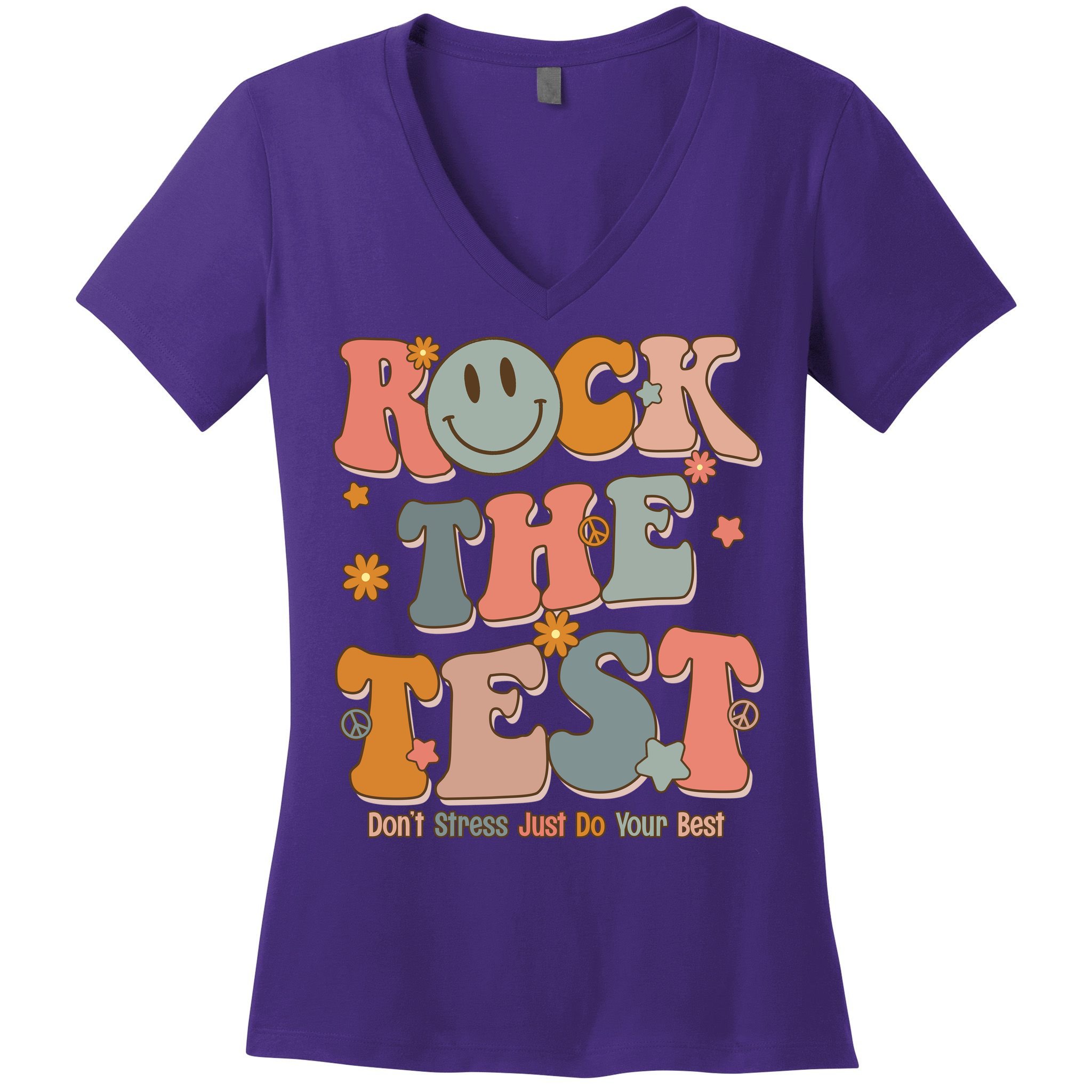 Rock The Test Dont Stress Just Do Your Best Women's V-Neck T-Shirt