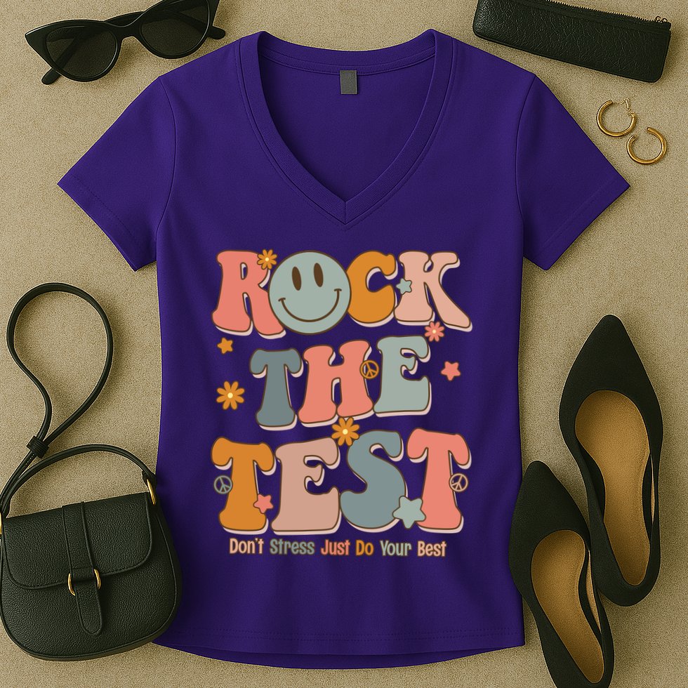 Rock The Test Dont Stress Just Do Your Best Women's V-Neck T-Shirt