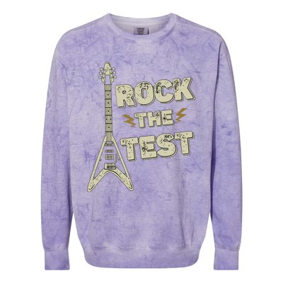 Rock The Test Guitar Teacher Test Day Testing Day Teacher Colorblast Crewneck Sweatshirt