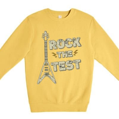 Rock The Test Guitar Teacher Test Day Testing Day Teacher Premium Crewneck Sweatshirt