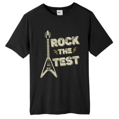 Rock The Test Guitar Teacher Test Day Testing Day Teacher Tall Fusion ChromaSoft Performance T-Shirt