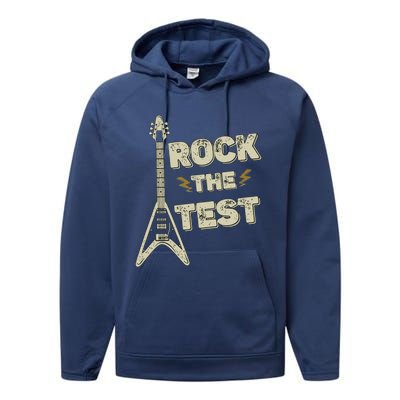 Rock The Test Guitar Teacher Test Day Testing Day Teacher Performance Fleece Hoodie