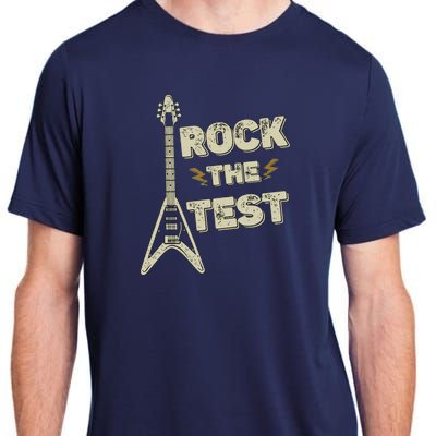 Rock The Test Guitar Teacher Test Day Testing Day Teacher Adult ChromaSoft Performance T-Shirt