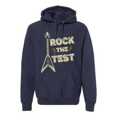 Rock The Test Guitar Teacher Test Day Testing Day Teacher Premium Hoodie