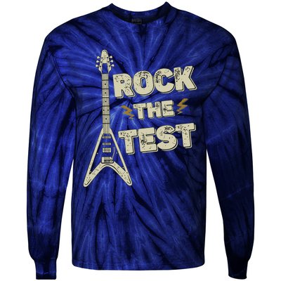 Rock The Test Guitar Teacher Test Day Testing Day Teacher Tie-Dye Long Sleeve Shirt