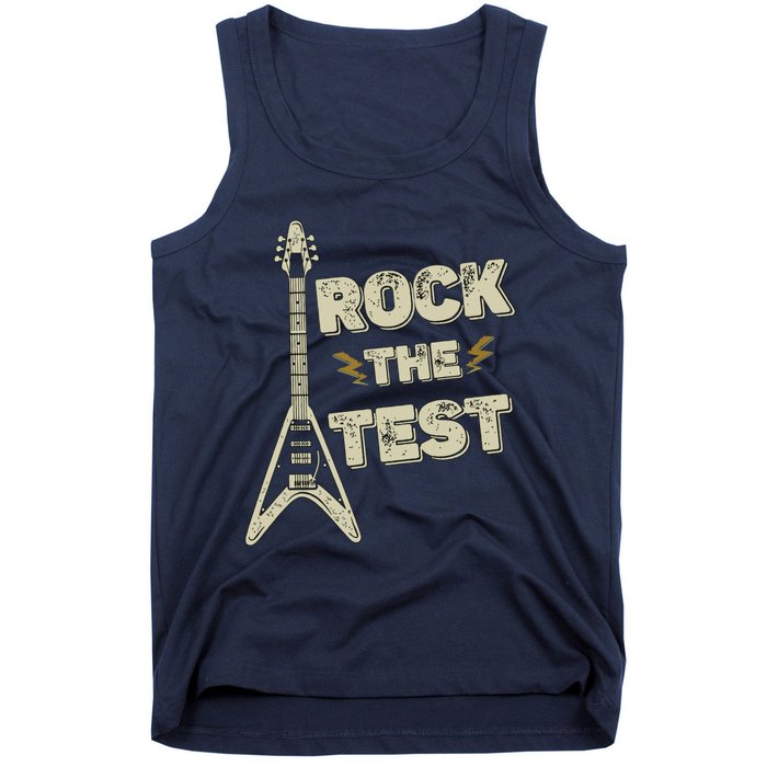 Rock The Test Guitar Teacher Test Day Testing Day Teacher Tank Top