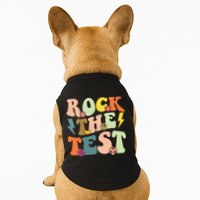 Rock The Test Groovy Design Funny Testing Day Teacher Doggie Tank