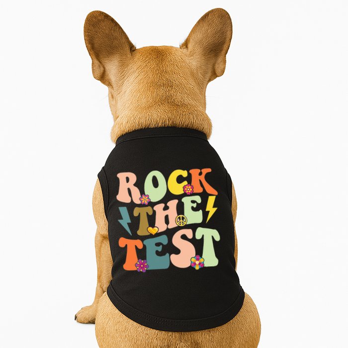Rock The Test Groovy Design Funny Testing Day Teacher Doggie Tank