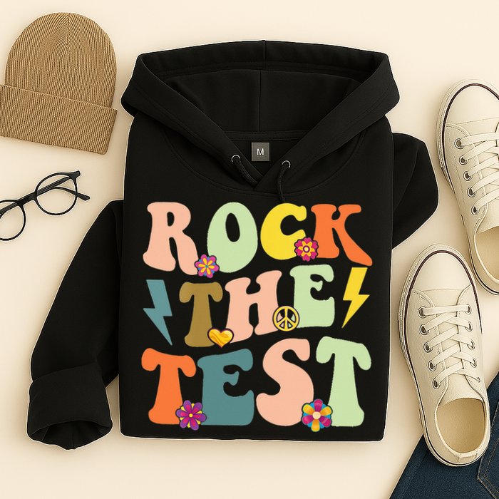 Rock The Test Groovy Design Funny Testing Day Teacher Hoodie