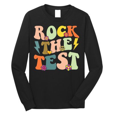 Rock The Test Groovy Design Funny Testing Day Teacher Long Sleeve Shirt