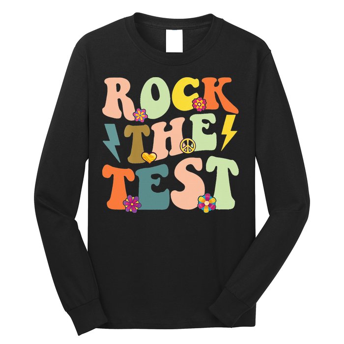 Rock The Test Groovy Design Funny Testing Day Teacher Long Sleeve Shirt