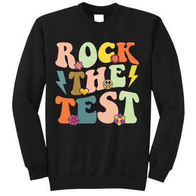 Rock The Test Groovy Design Funny Testing Day Teacher Sweatshirt