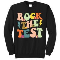 Rock The Test Groovy Design Funny Testing Day Teacher Sweatshirt