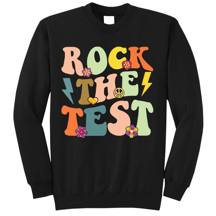 Rock The Test Groovy Design Funny Testing Day Teacher Sweatshirt
