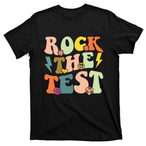 Rock The Test Groovy Design Funny Testing Day Teacher T-Shirt