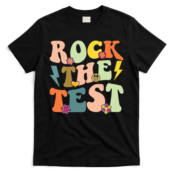 Rock The Test Groovy Design Funny Testing Day Teacher T-Shirt