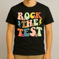 Rock The Test Groovy Design Funny Testing Day Teacher T-Shirt