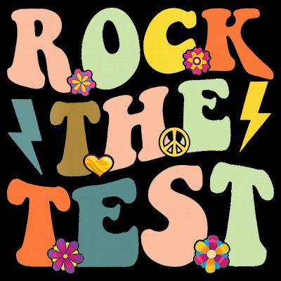 Rock The Test Groovy Design Funny Testing Day Teacher T-Shirt