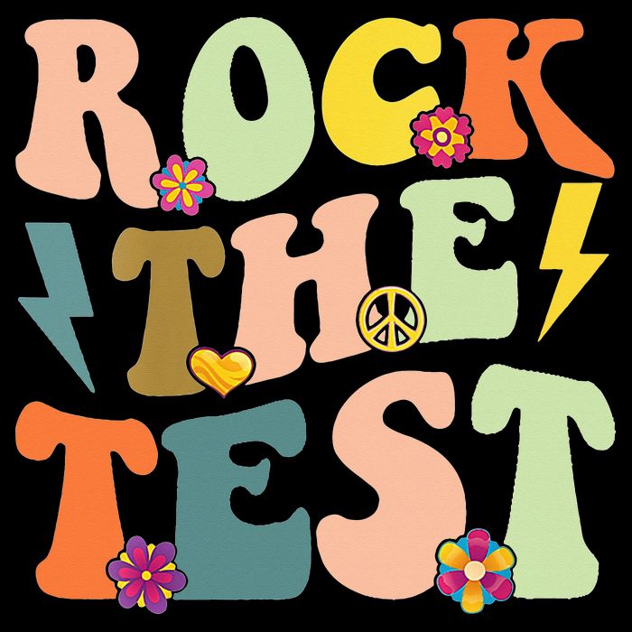 Rock The Test Groovy Design Funny Testing Day Teacher T-Shirt