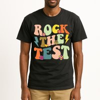 Rock The Test Groovy Design Funny Testing Day Teacher Tall T-Shirt