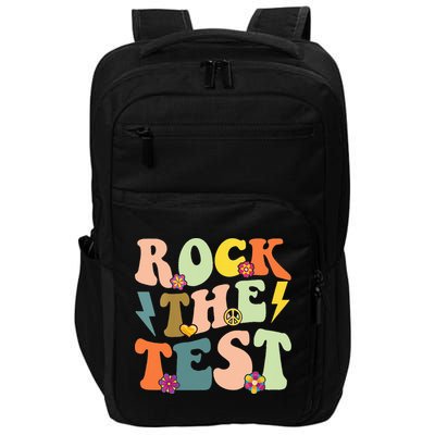 Rock The Test Groovy Design Funny Testing Day Teacher Impact Tech Backpack