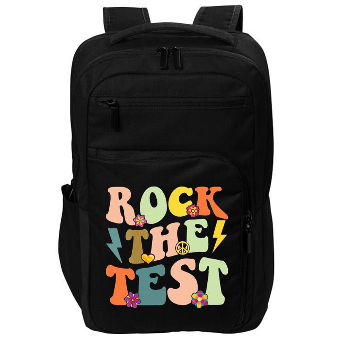 Rock The Test Groovy Design Funny Testing Day Teacher Impact Tech Backpack