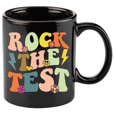 Rock The Test Groovy Design Funny Testing Day Teacher 11oz C Handle Ceramic Mug