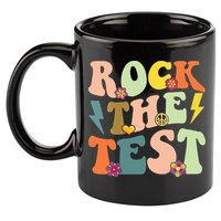Rock The Test Groovy Design Funny Testing Day Teacher 11oz C Handle Ceramic Mug