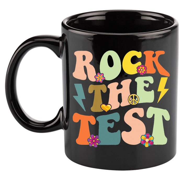 Rock The Test Groovy Design Funny Testing Day Teacher 11oz C Handle Ceramic Mug