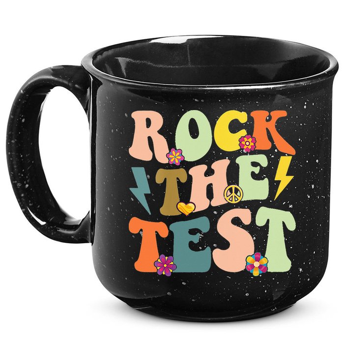 Rock The Test Groovy Design Funny Testing Day Teacher 15oz Campfire Ceramic Mug