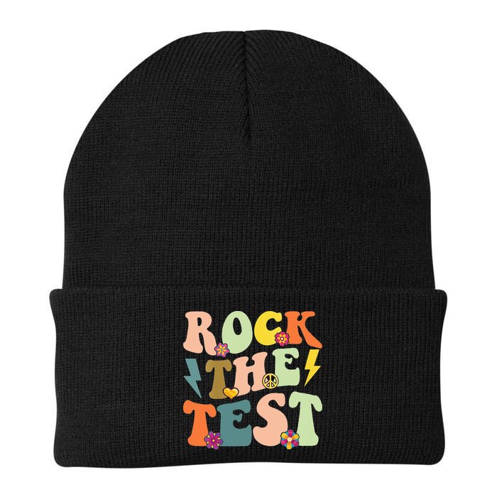 Rock The Test Groovy Design Funny Testing Day Teacher Beanie
