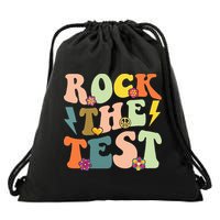 Rock The Test Groovy Design Funny Testing Day Teacher Drawstring Bag